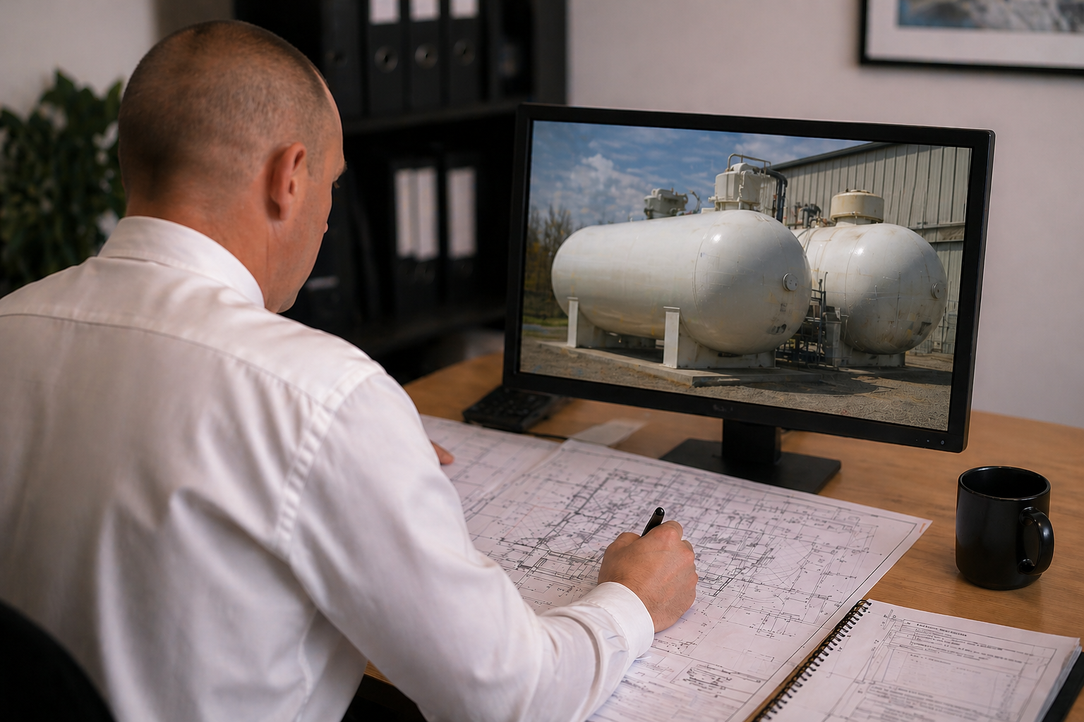 DSEAR consultant looking at site plans as part of assessment
